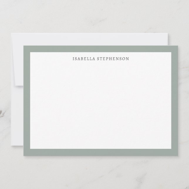 Cute Simple Sage Green Botanical Personalised Name Thank You Card (Front)