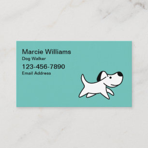 Cute Simple Teal Dog Walker Business Cards