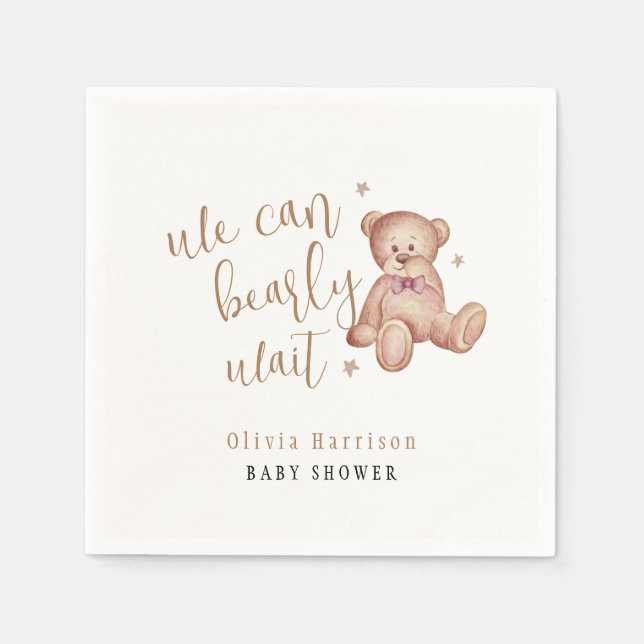 Cute Simple Teddy Bear Baby Shower  Napkin (Front)