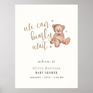 Cute Simple Teddy Bear Baby Shower Welcome Sign