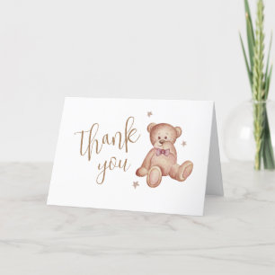 Cute Simple Teddy Bear Star Baby Shower Thank You Card