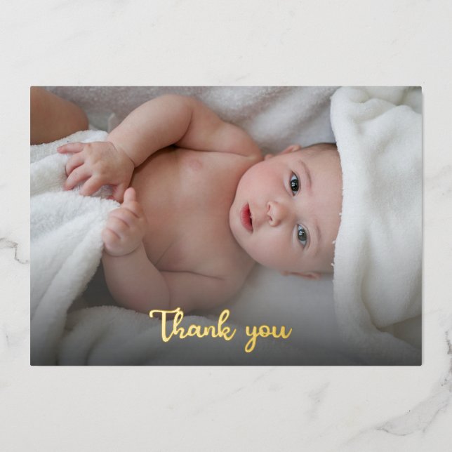 Cute Simple Thank You New Baby Shower Custom Photo (Front)