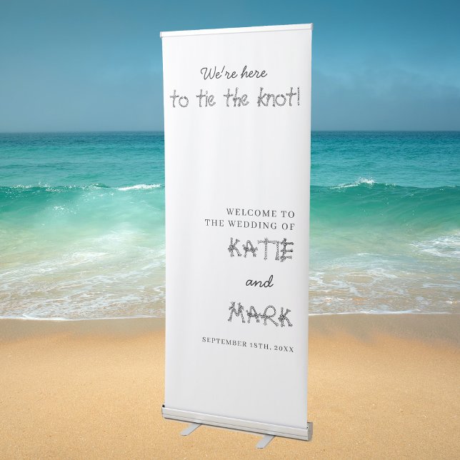 Cute Simple Tie the Knot Rope Typography Retractable Banner (Creator Uploaded)