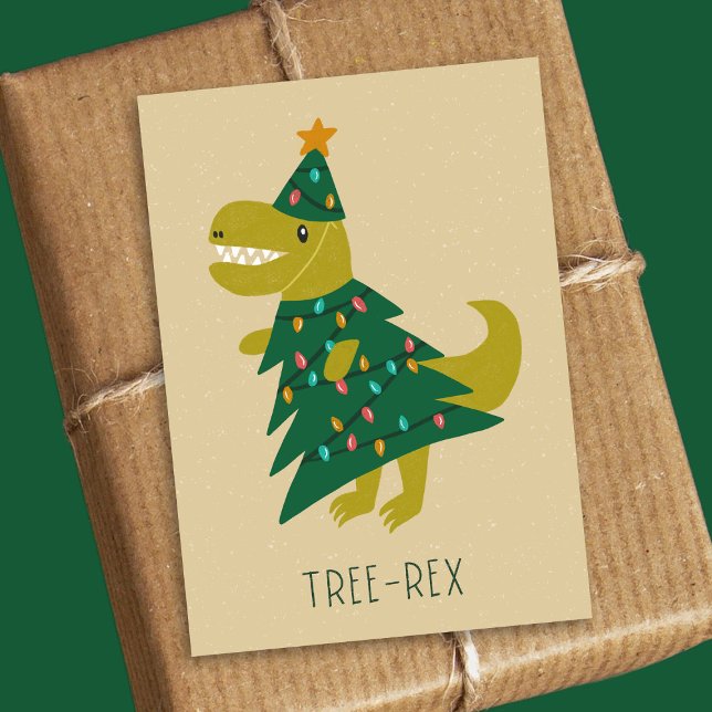 Cute Simple Tree Rex Dinosaur Christmas Kids Holiday Card (Creator Uploaded)