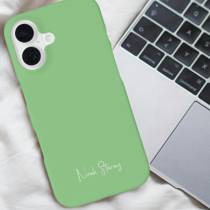 Cute Simple Trendy Minimalist Green Aesthetic iPhone 16 Case
