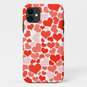 Cute Simple Trendy Valentine Red Heart Pattern iPhone 11 Case