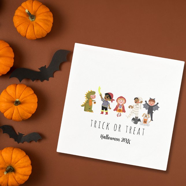 Cute Simple Trick or Treat Halloween Paper Napkin (Cute Simple Trick or Treat Halloween Paper Napkins)