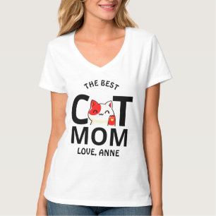 cute simple Valentine's day cat mum personalise T-Shirt