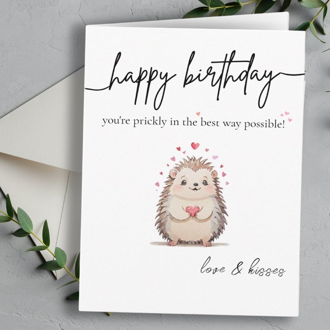 Cute & Simple Watercolor Hedgehog Birthday Card (Cute & Simple Watercolor Hedgehog Birthday Card )