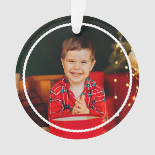 Cute simple wavy outline personalised red photo  ornament