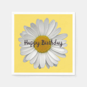 Cute Simple White Daisy Flower on Yellow Napkin