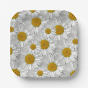 Cute Simple White Daisy Flower Pattern  Paper Plate