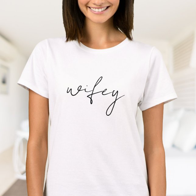Cute Simple Wifey | Black Script, White T-Shirt (Creator Uploaded)