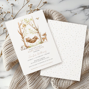 Cute Simple Woodland animals Baby Boy Shower Invitation
