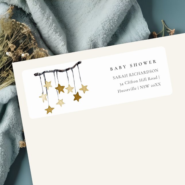 Cute Simple Yellow Star Mobile Baby Shower Address (Creator Uploaded)
