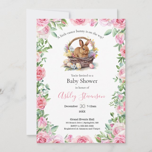 Cute simplistic Easter bunny Baby Shower  Invitati Invitation (Front)
