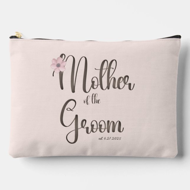 Cute Simplistic Pink Ivory Mother of the Groom Accessory Pouch (Front)