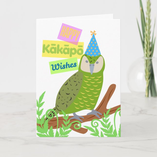 Cute Sincere Kakapo Birthday Kia Ora Card (Front)