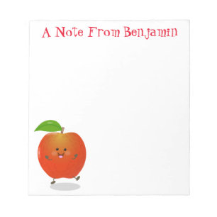 Cute singing apple kawaii cartoon illustration notepad