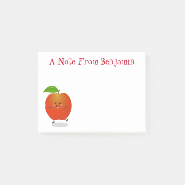 Cute singing apple kawaii cartoon illustration post-it notes (Front)
