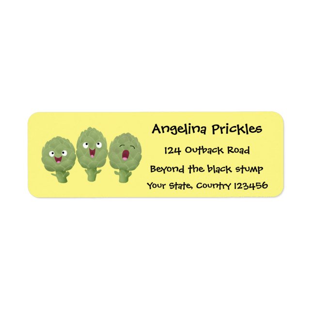 Cute singing artichokes vegetable cartoon (Front)