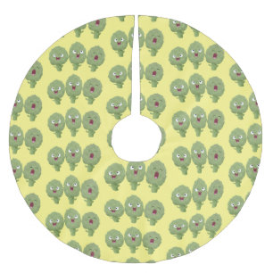 Cute singing artichokes vegetable cartoon  brushed polyester tree skirt