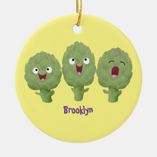 Cute singing artichokes vegetable cartoon ceramic tree decoration