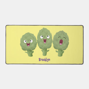 Cute singing artichokes vegetable cartoon desk mat
