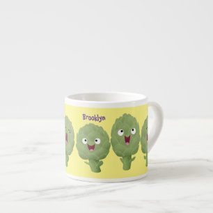 Cute singing artichokes vegetable cartoon espresso cup