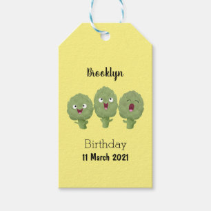 Cute singing artichokes vegetable cartoon gift tags