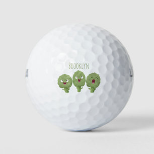 Cute singing artichokes vegetable cartoon golf balls