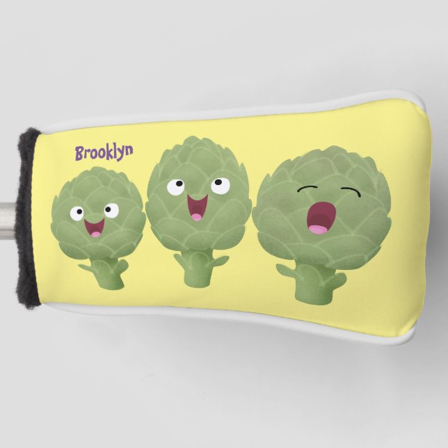 Cute singing artichokes vegetable cartoon golf head cover (Front)