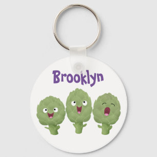 Cute singing artichokes vegetable cartoon key ring