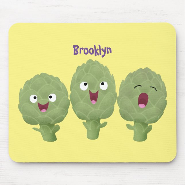 Cute singing artichokes vegetable cartoon mouse mat (Front)