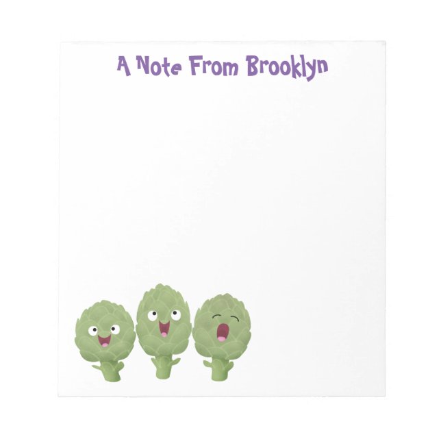 Cute singing artichokes vegetable cartoon notepad (Front)