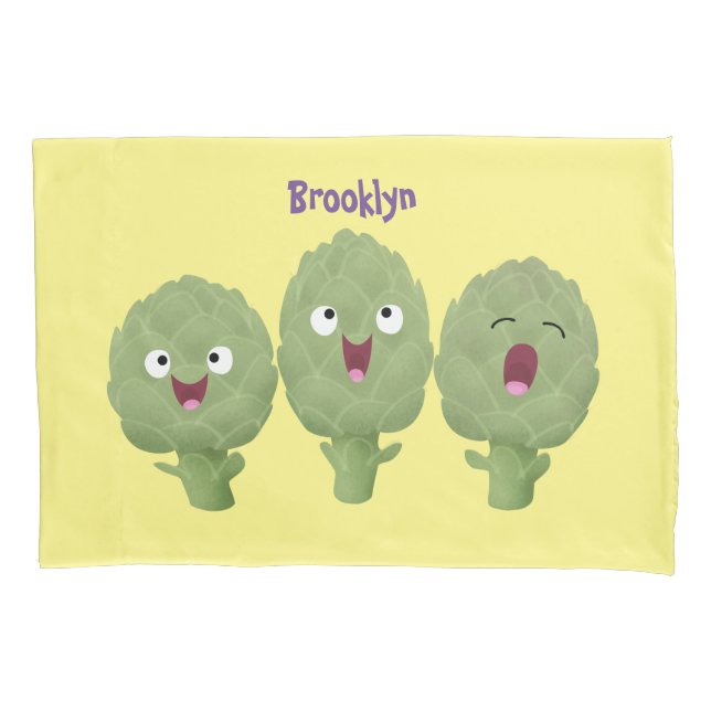 Cute singing artichokes vegetable cartoon pillowcase (Front)