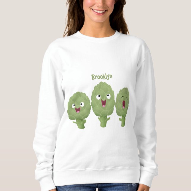 Cute singing artichokes vegetable cartoon sweatshirt (Front)