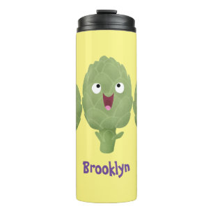 Cute singing artichokes vegetable cartoon thermal tumbler
