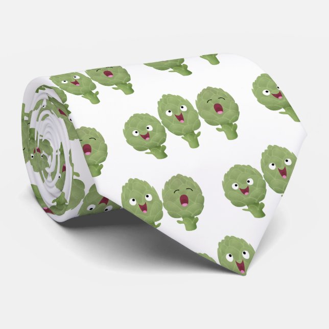 Cute singing artichokes vegetable cartoon tie (Rolled)