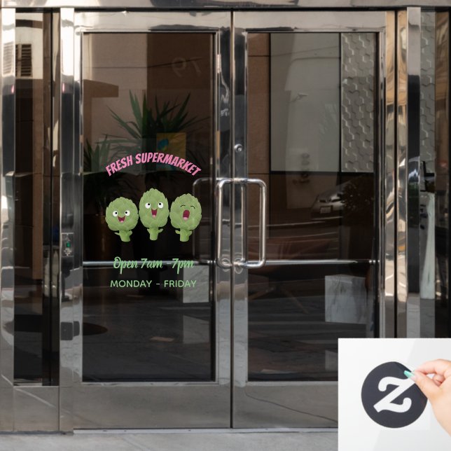 Cute singing artichokes vegetable cartoon window cling (Office Door)