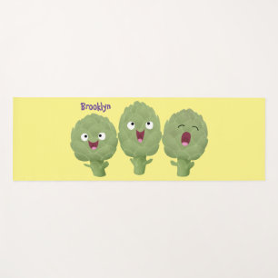 Cute singing artichokes vegetable cartoon yoga mat