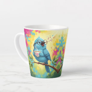   Cute Singing Blue Bird Latte Mug