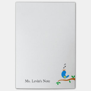 Cute Singing Blue Bird on Tree Branch Music Theme Post-it Notes