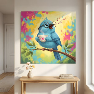 Cute Singing Blue Bird Photo Enlargement Print