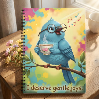 Cute Singing Blue Bird Spiral Photo Notebook  