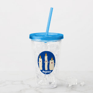 Cute singing candle trio cartoon acrylic tumbler