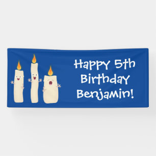 Cute singing candle trio cartoon banner
