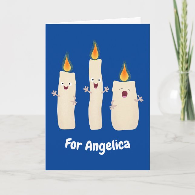Cute singing candle trio cartoon card (Front)