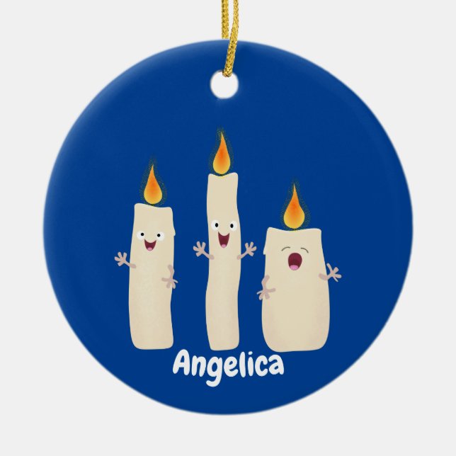 Cute singing candle trio cartoon ceramic tree decoration (Front)