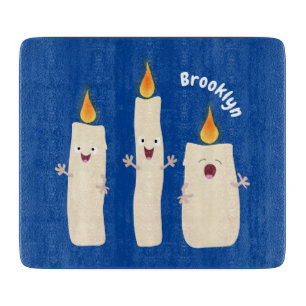 Cute singing candle trio cartoon cutting board
